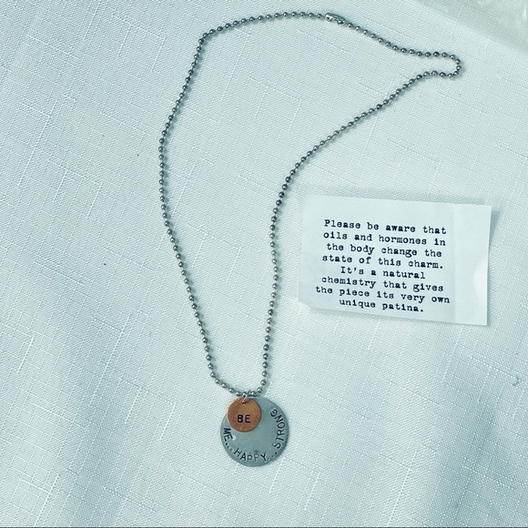 ACACIA Be Me Be Happy Be Strong NECKLACE motivational uplifting hammered silver - Picture 7 of 8